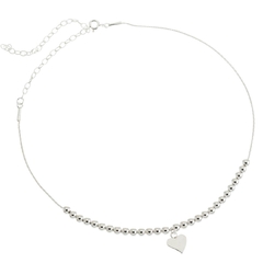 Cadena chokercon bolitas y corazón colgante