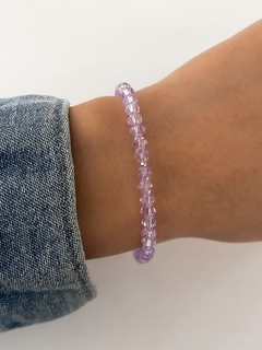 Pulsera cristales lilas y bolitas