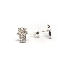 Aros mano con corazon (par)