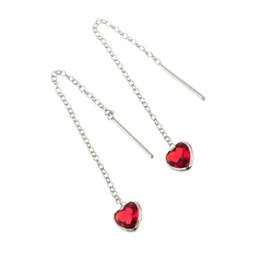 Aros Cadena y corazón rojo (par)