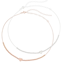 Cadena choker bolitas y corazon