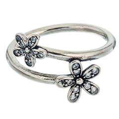 anillo abierto doble flor