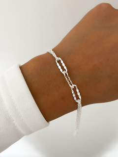 Pulsera doble con eslabones facetados