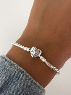 pulsera corazon liso y con piedras