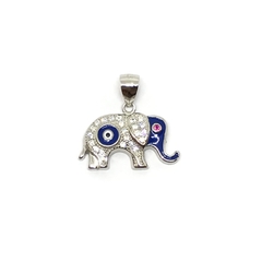 Dije elefante y ojo de plata rhodinada