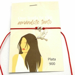 Pulsera hilo, bolitas y colibrí