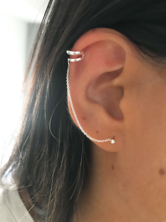 Cuff doble con bolita mini de plata (unidad)
