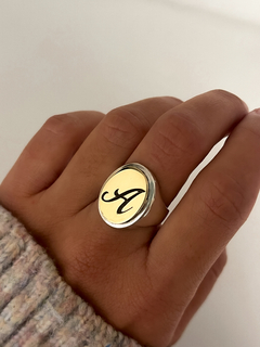 anillo sello ovalado plata y oro en internet