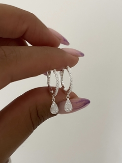 Argollas con piedras y gotita (par)