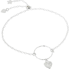Pulsera ajustable círculo y corazon trabajado