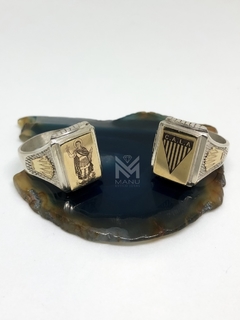 Sello con corona plata y oro