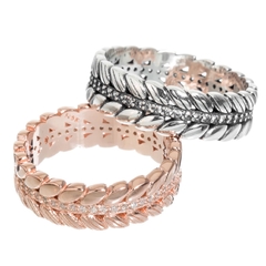 Anillo hoja entera con piedras cubics