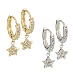 argollas estrella con piedras (par)
