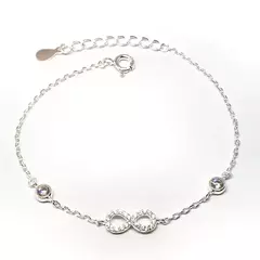 Pulsera infinito con dos piedras redondas