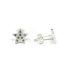 Aros estrellitas con piedras (par)