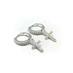 Argollas con dije cruz de 12 mm (par)