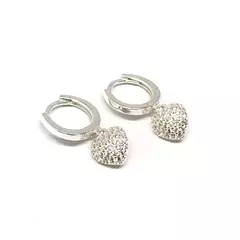 Argollas lisas con dije corazón piedras (par)