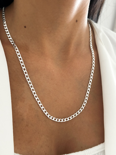 Cadena chata maciza, plata 925 italiana. - comprar online