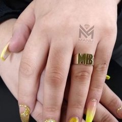 Anillo iniciales recto plata y oro