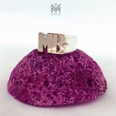 Anillo iniciales recto plata y oro - tienda online