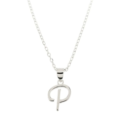 Collar inicial plata lisa - tienda online