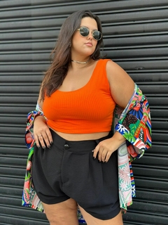 Cropped Camiseta Fux Laranja - Madame Gal