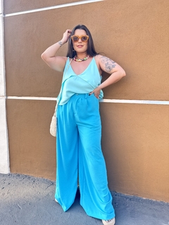 Wide Leg Rafa Azul Piscina - Madame Gal