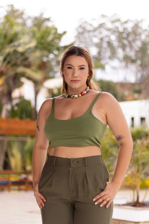 Top Folia Verde Militar - comprar online