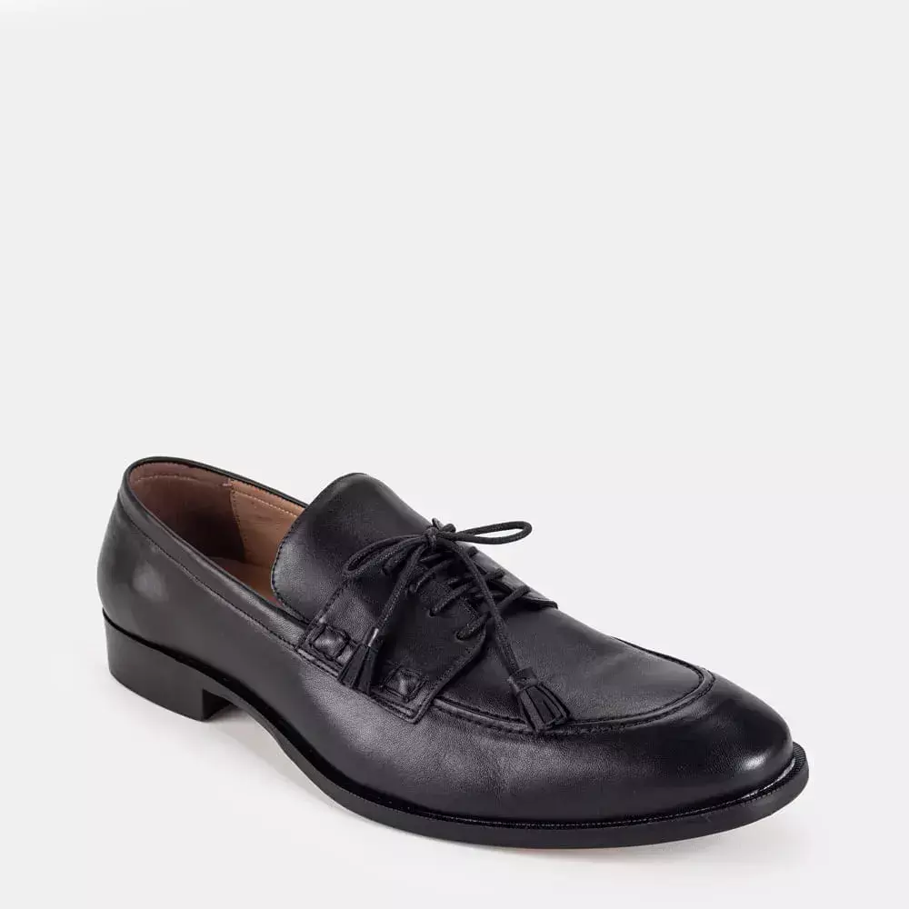 Mocassim Social de Amarrar Preto - À la Garçonne + Eurico
