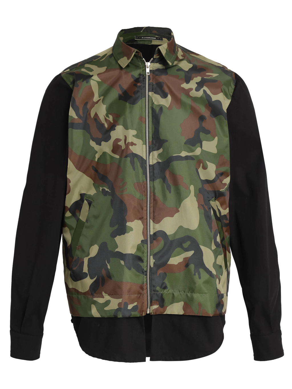 Camisa com zíper preto camuflado