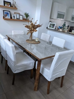 Mesa porcelanato gris y madera (Demora 30 días) - comprar online