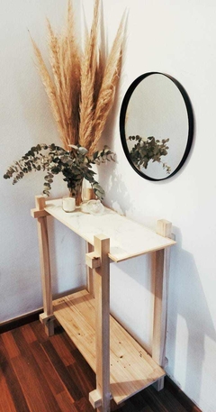 RECIBIDOR DOBLE DE PORCELANATO Y MADERA CLEMEN (30 DIAS)