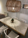 MESA DE COMEDOR DE PORCELANATO Y MADERA