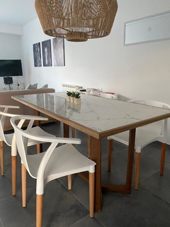 MESA DE COMEDOR DE PORCELANATO Y MADERA - comprar online