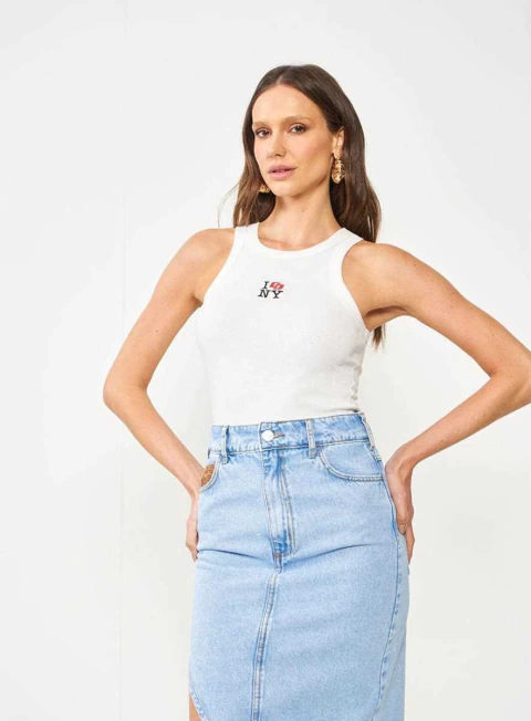 Colcci Regata Canelada Off White - comprar online