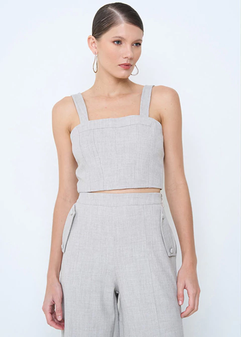 Mob Top Corset Com Recortes - Highline 29.60.3502 Cimento - comprar online