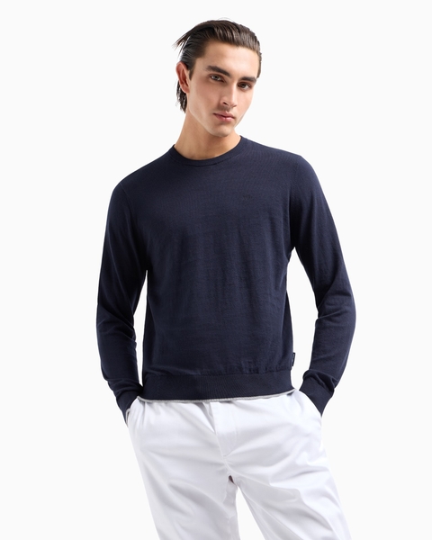 Armani Exchange Pulôver Em Algodão E Cashmere 8Nzm6a Marinho - comprar online