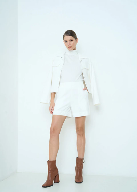 Mob Shorts Alfaiataria Cintura Alta - Highline 22.50.3503 Off White