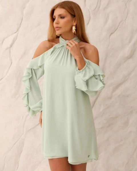 MURAU VESTIDO FLUIDO MANGAS BABADOS 000281