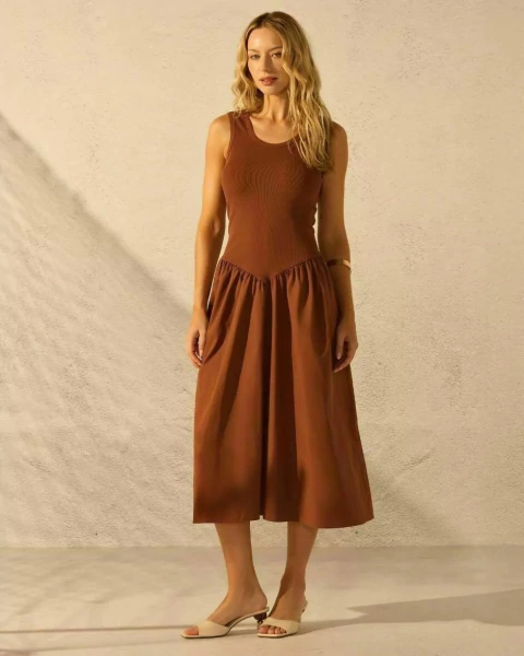 GITAA VESTIDO MALHA E TRICOLINE CINTURA BAIXA 05104