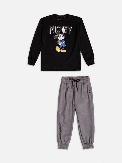 Youccie Conjunto Manga Longa Mickey Mouse I2102 Preto - comprar online