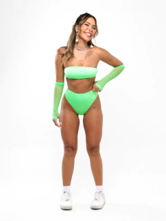 Vestido Miss Verde Neon + Hot Pant Sparks e Top virginia verde neon - Adoro LED