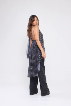 BLUSA AURORA POÁ PRETO (PRETA COM BOLINHA BRANCA) na internet