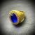 Anel Imperador Cravejado Pedra Azul Banhado A Ouro 18k Lançamento