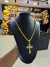 Corrente 7mm Peruano Canhao + Pingente Crucifixo Cravejado Banhado a Ouro 18K Lançamento na internet