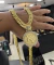 Corrente 13mm Grumet Fecho Premium + Pingente Letra Medalha Cravejada Banhado a Ouro 18K - loja online