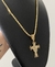 Corrente 5mm Baiano Fecho Canhão + Pingente Cruz Templária Cravejado Banhado a Ouro 18K - Lançamento - Destake Jóias