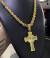 CORRENTE 10MM ELO BAIANO FECHO CANHÃO + PINGENTE CRUZ FACE DE CRISTO CRAVEJADA BANHADO A OURO 18k - loja online