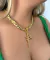 Cordão Feminino 8mm Friso S + Pingente Fé Cravejado Banhado a Ouro 18k Lançamento - CodF001 - Destake Jóias
