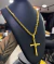 Corrente 7mm Cadeado Fecho Canhão + Pingente Cruz Amarrada Banhado a Ouro 18K PIX - comprar online